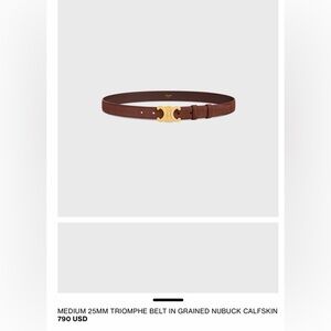 CELINE MEDIUM 25MM TRIOMPHE BELT IN GRAINED NUBUCK CALFSKIN SUEDE